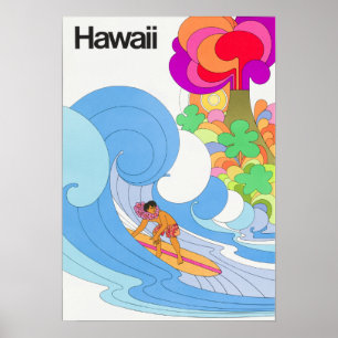 luchtlijn Hawaii Reis Poster