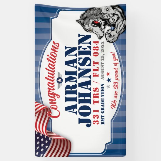 Luchtmacht Afstuderen 331 TRS Wolf Pack Mascotte 3 Spandoek (Verticaal)