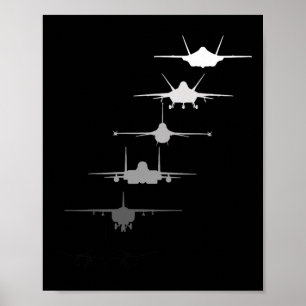 Luchtmacht gevechtsvliegtuigen F-4 F-111 F-15 F-16 Poster