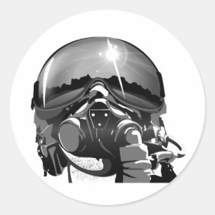 Luchtmacht piloot Helmet en masker Ronde Sticker