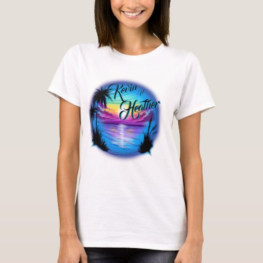 Luchtpenseelstrand Scene T-Shirt (Voorkant)
