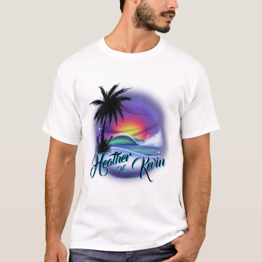 Luchtpenseelstrand Scene T-Shirt (Voorkant)
