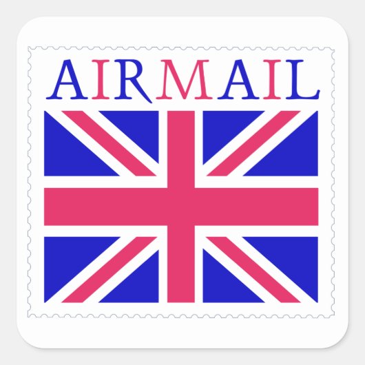 Luchtpost Union Jack Vlag Vierkante Sticker (Voorkant)