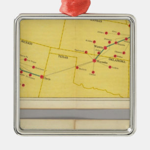 Luchtroute van Los Angeles naar Columbus Metalen Ornament
