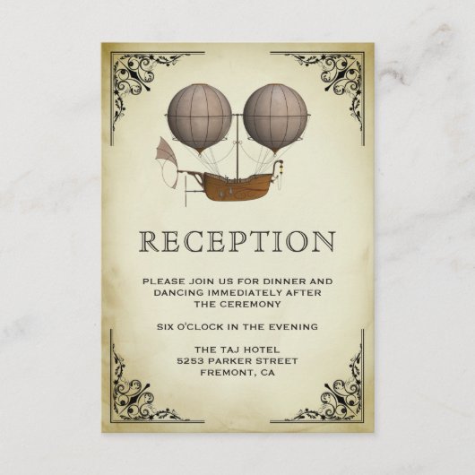 luchtschip Hot Air Ballon Weddenschap Informatiekaartje (Voorkant)