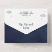  luchtschip met wederinkoop Cute Blimp Navy Baby s All In One Uitnodiging (Achterkant)