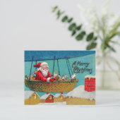 luchtschip Santa Christmas Feestdagenkaart (Staand voorkant)