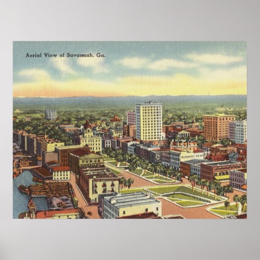 LuchtUitzicht Savannah GA retro Poster (Voorkant)