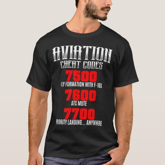 Luchtvaart Cheat Codes ATC Pilot Operator Transpon T-shirt (Voorkant)