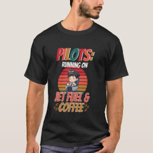 Luchtvaart die loopt op vliegtuigbrandstof en koff t-shirt