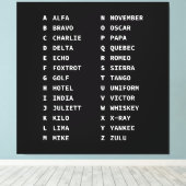 Luchtvaart Fonetisch Alfabet Code - Zwart & Wit Canvas Afdruk (Insitu (Houten vloer))