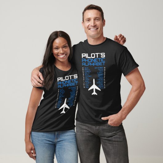 Luchtvaart fonetische code met Vliegtuig Symbool T-shirt (Unisex)