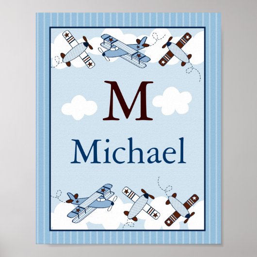Luchtvaart Kunst Naam Print voor Kleine Piloot (Voorkant)