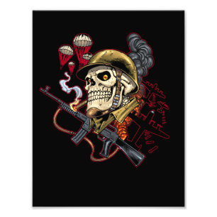 Luchtvaart- of marineparatrooper schedel met Helme Foto Afdruk