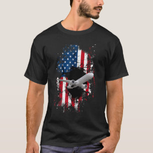 Luchtvaart Vliegtuig Amerikaanse vlag vliegtuigpil T-shirt