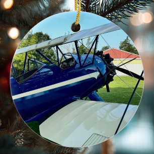 Luchtvaart Vliegtuig Foto Kerst Persoonlijk Kerami Keramisch Ornament