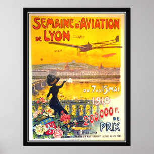 Luchtvaart week Lyon Frankrijk 1910 Poster afdruk