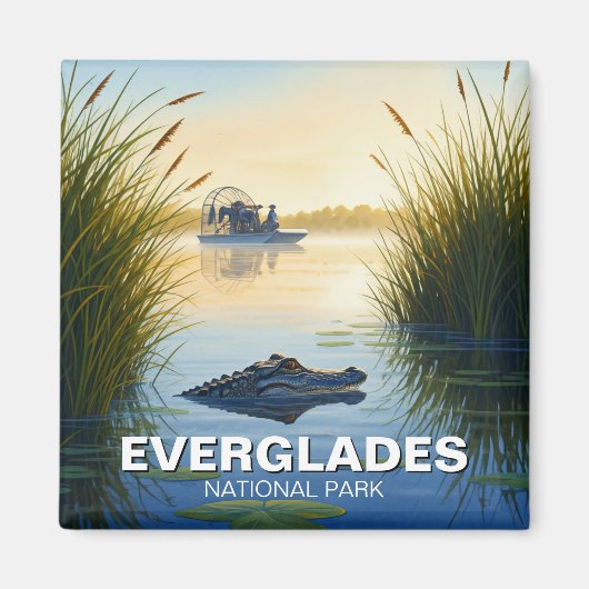Luchtvaartboot Alligator Everglades National Park  Magneet (Voorkant)