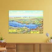 Luchtvaartkaart van het meer en omringende dijen canvas afdruk (Insitu (Woonkamer))
