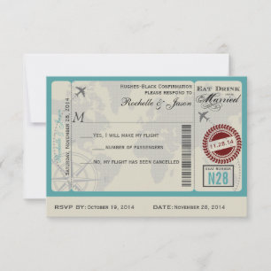 Luchtvaartmaatschappij Ticket Huwelijk RSVP Kaartje