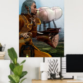 Luchtvaartschip Steampunk Science Fiction Art Poster (Thuiskantoor)