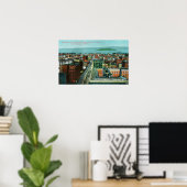 Luchtvaartschip Uitzicht van de Stad van het Gebou Poster (Thuiskantoor)