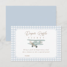 Luchtvaartuig Blauw Gingham Baby Shower Luier Raff
