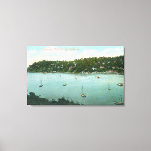 LuchtvaartUitzicht van de Bay Belvedere, CA Canvas Afdruk