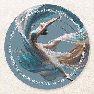 Luchtvliegen Air Yoga Instructeur Pilates Fitness Ronde Kartonnen Onderzetter