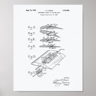 Luchtvliegtuig Wing 1929 - Witboek Patent Art Poster