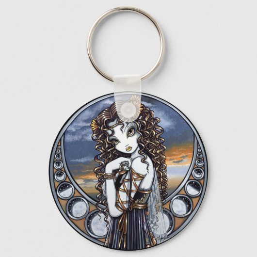 "Lucia" Gothic Flower Moon Fairy Art Sleutelhanger (Voorkant)