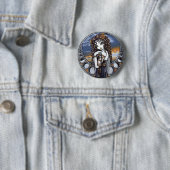 "Lucia" Gothic Flower Moon Fairy Pinback Button (In situ)