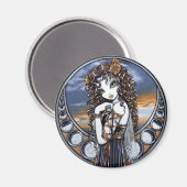 "Lucia" Lune gothique Fleur Magnet d'art (Recto/Verso)