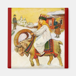 Lucia Riding a Kerstgeit Magneet