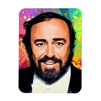 Luciano Pavarotti gekleurd portret Magneet