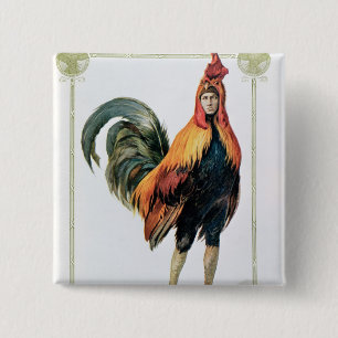 Lucien Guitry in 'Chantecler' Vierkante Button 5,1 Cm