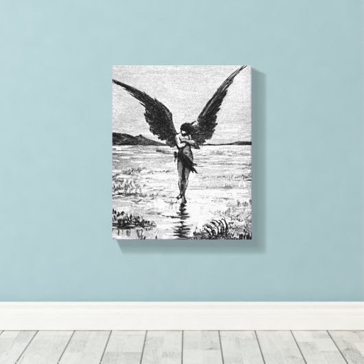 Lucifer als Satan, Duivel of Engel?  Inktkunst Canvas Afdruk (Insitu (Houten vloer))