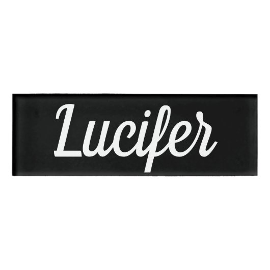Lucifer Small Rectangular Magnetic Name Badge (Voorkant)