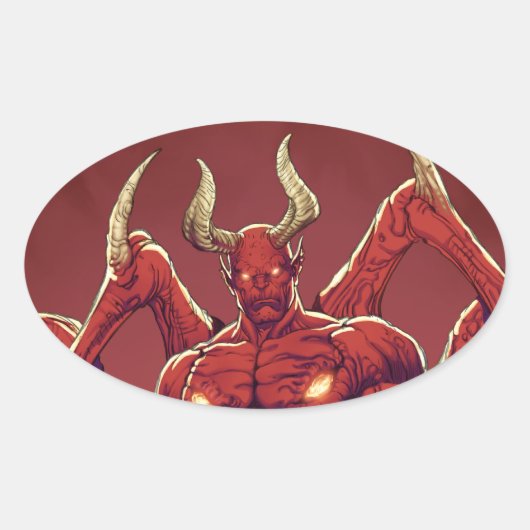 Lucifer the Devil, de Prins van Darkness, Satan Ovale Sticker (Voorkant)