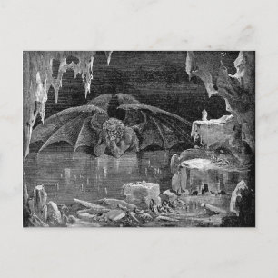 Lucifer  Woodcut Engraving Gothic Art Briefkaart