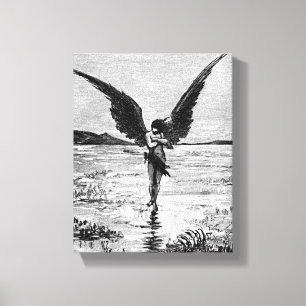 Lucifero Satan Devil Angel Illustratie van houtsko Canvas Afdruk