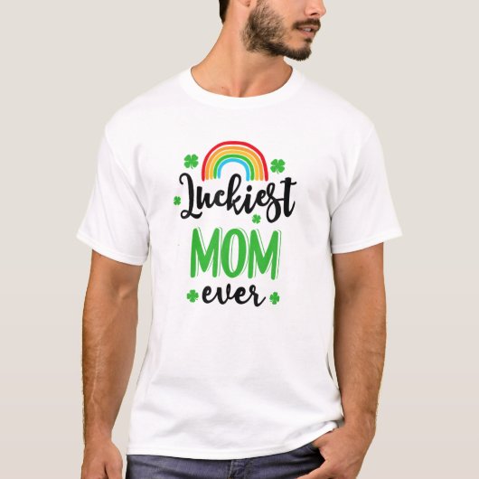 Lucigste mam ooit St.Patrick's Day Rainbow Clovers T-shirt (Voorkant)