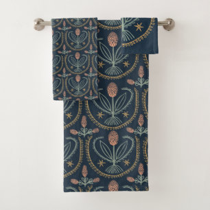 Lucile Floral Botanical Tile Motif Deep BLue