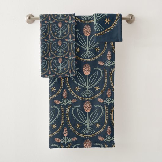 Lucile Floral Carrelage Botanique Motif Deep BLue (En situation)