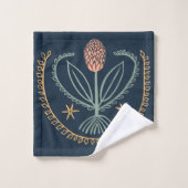 Lucile Floral Carrelage Botanique Motif Deep BLue (Gant de toilette)