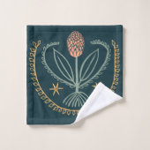 Lucile Floral Carrelage Motif Vert foncé (Gant de toilette)