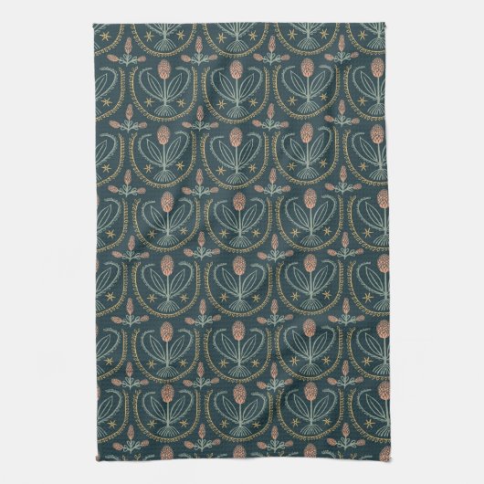 Lucile Flower Tegel Dark Green Pattern Theedoek (Verticaal)