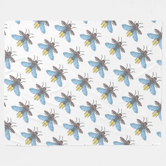 Luciole (blanc) - Couverture en polaire (Devant (Horizontal))