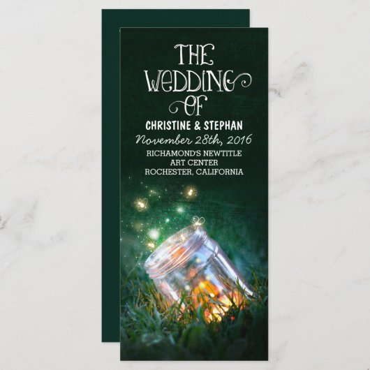 lucioles lucioles mason jar programme de mariage (Devant / Derrière)