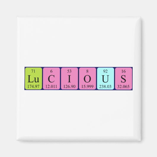 Lucious periodieke table name magnet magneet (Voorkant)